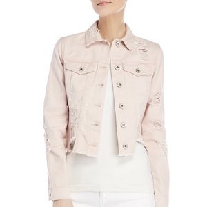 Blush Distressed Denim Jacket